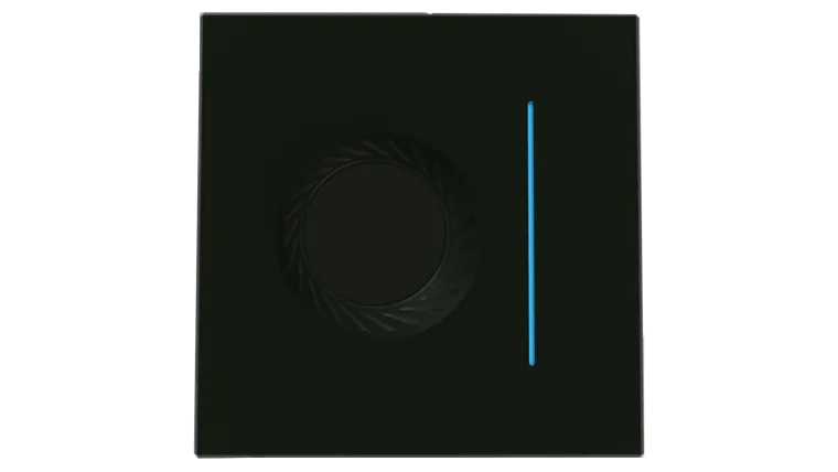 Black Kasper fan controller or dimmer with a rotary dial and blue indicator.