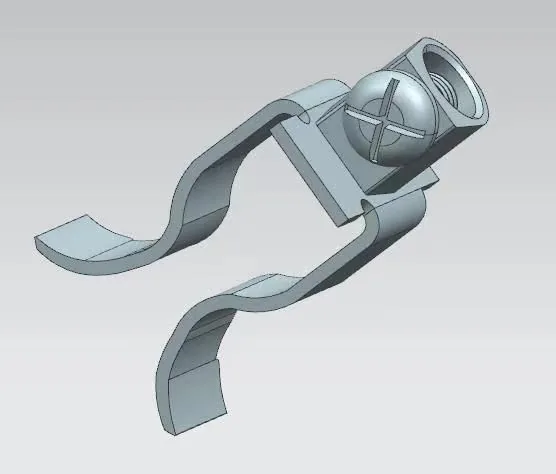 Gray CAD model showing a curved mounting part around a cylindrical component.
