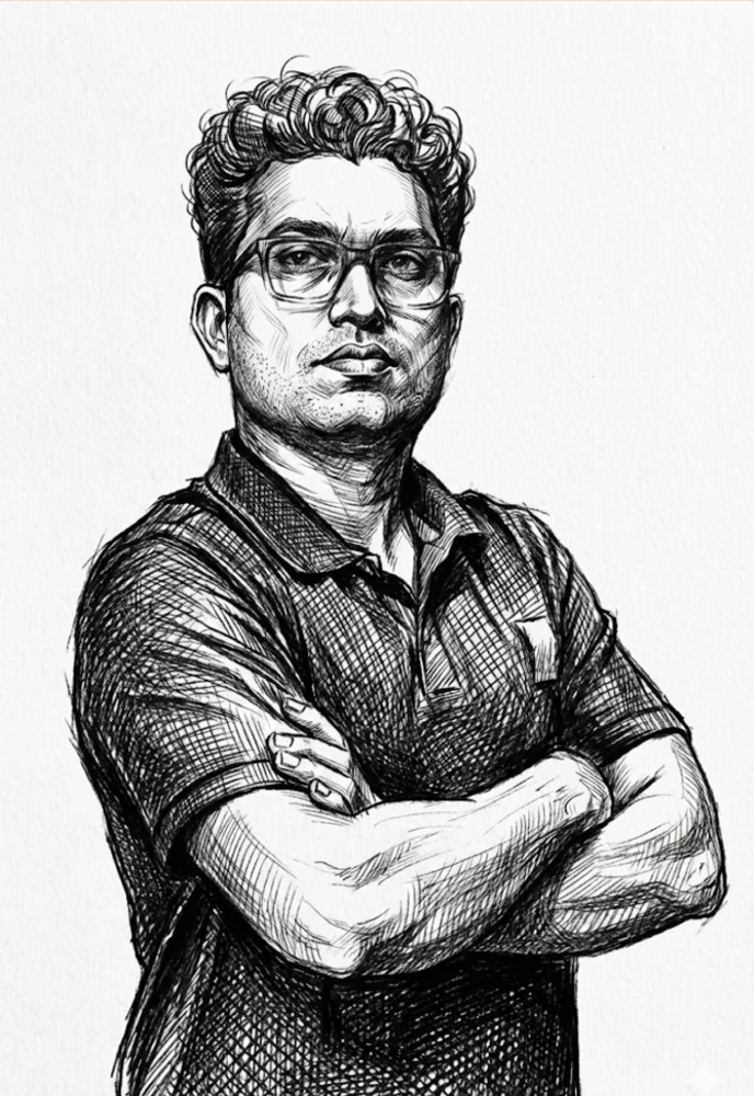 Sketch portrait of Sam Udayanga